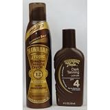 Hawaiian Tropic Tanning Sunscreen Pack, 1 Protective Tanning Dry Oil SPF 12, 6 Oz - 1 Dark Tanning Lotion SPF 4, 4 Oz