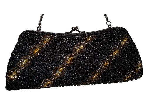 D8026 black with gold wedding bag