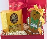Ready-to-go Gift of Estate Kona Coffee Blend & Gingerbread Man Christmas Ornament in Red Christmas Box & Bow! On Sale & FREE Shipping!