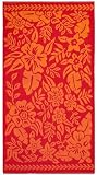 Tropical Flowers Red Orange - Terry Jacquard Beach Towel size 30x60 - 400 grams 100% Pure Ringspun Cotton - Brilliant intense vibrant colors - Highly absorbent easy care machine wash - Use for picnic poolside or as a colorful bath towel - Save 53%
