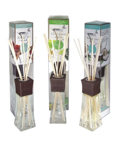 Greenair All Natural Reed Diffuser Set, Tropical Spice, Margarita and Coconut