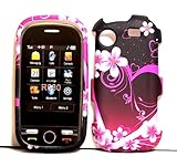 Red Pink Flower Heart Rubberized Snap On Protector Case for Samsung Message ....