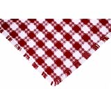 70 Inch (Round) Tavern Check Tablecloth, Hand Loomed Cotton, Made in USA, Red by Mountain Laurel Mercantile
