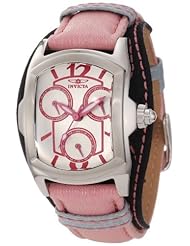 Invicta Womens 12281 Lupah Silver Dial Pink and Black Nylon Watch