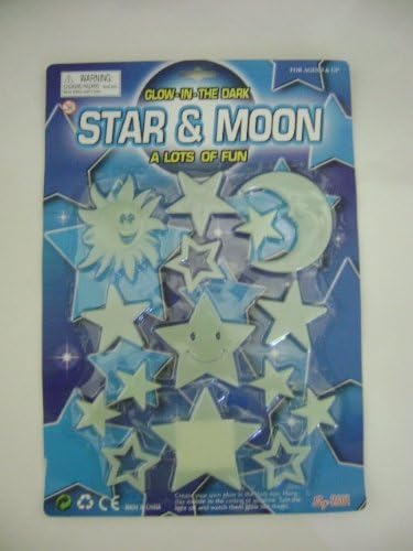 16 pc. Star &amp; Moon (Glow-in-the Dark) appliques