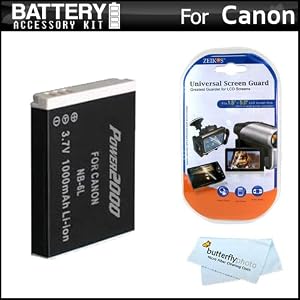 Buy Battery Kit For Canon PowerShot SX260 HS, SX260HS Digital Camera Includes Extended Replacement (1200Mah) NB-6L Battery + LCD Screen Protectors + MicroFiber Cleaning Cloth with best Price