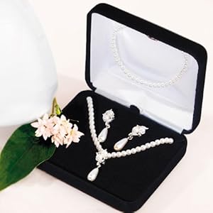 Weddingstar 8301 Double White Pearls with Pearl Drop 3 Peice Set
