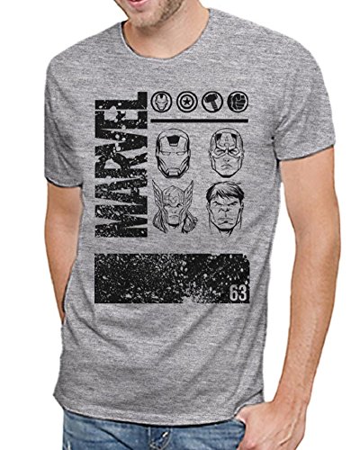 Marvel Comics Avengers Age of Ultron Faces Mens Heather Grey T-shirt