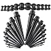 30 Piece Ear Taper Stretching Kit & Plug Set - 18pc Black Acrylic Ear Taper Stretching Kit 14g-00g &