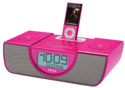 Dual Alrm Clck Rad Iphone/ipod Pink Charge Play Or Wake