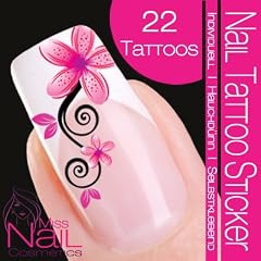 Nail Tattoo Sticker Bl�te / Ornament - pink / schwarz