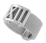 Sterling Silver Roman Numeral Ring with Mesh Band