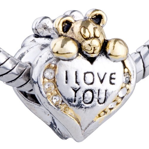 Heart Bear Charm Bead Fits Pandora Charms Bracelet