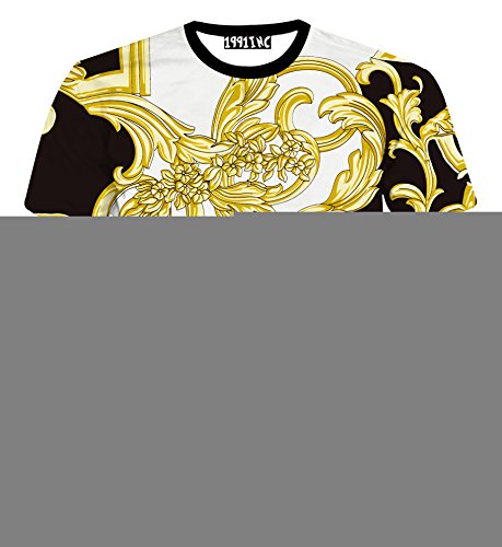 FaPlus Men's Casual Golden Flower 3D Print Fashion T-Shirts S