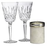 Waterford Lismore Goblet Pair w/Waterford Candle