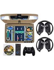 Car Audio or Theater: Rockville RVD9FD-BG 9" Beige Flip Down DVD Monitor w/ USB/SD+Wireless Headphones - ROCKVILLE