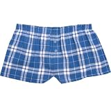 Royal Blue Silver White Plaid Check Flannel Cotton Girl Boxers Mini Itty Bitty Shorts 1" Inseam, Covered elastic waist, 100% cotton,
