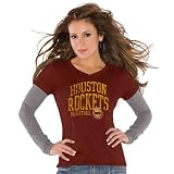 NBA Touch by Alyssa Milano Houston Rockets Ladies Red Double V Tri-Blend Premium T-shirt (XX-Large)