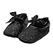 Ecosin Baby Girl Soft Sole Bowknot Bling Bling Shoes Prewalker Socks Sneakers (11/0-6months, Black)