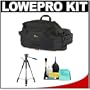 Lowepro Inverse 200 AW Beltpack Digital SLR Camera Bag (Black) + Tripod + Accessory Kit for Canon Rebel XSi, XS, T1i, T2i, EOS 50D, 5D, 7D, Nikon D3000, D5000, D40, D60, D90, D300, D300s, Olympus Evolt E-30, E-450, E-520, E-620, and Sony Alpha A230, A330, A380, A450, A500, A550, A850