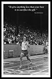 Steve Prefontaine (Running) Motivational Art White Wood-Mounted Poster Print - 11 X 17