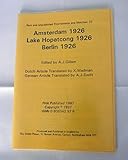 Amsterdam 1926, Lake Hopatcong 1926, Berlin 1926