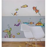 Underwater Fish Mermaid Child Wall Stickers Temporary