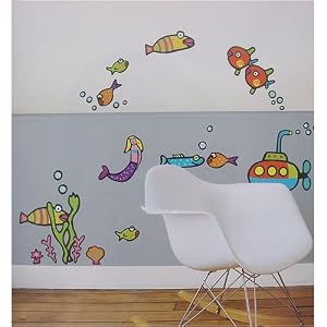 Underwater Fish Mermaid Child Wall Stickers Temporary