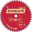 Freud D0740A Diablo 7-1/4 40 Tooth ATB Finishing Saw Blade with 5/8-Inch Arbor, Diamond Knockout, and PermaShield Coating, 10 Pack