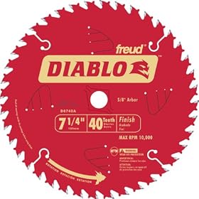 Freud D0740A Diablo 7-1 4 40 Tooth ATB Finishing Saw Blade with 5 8-Inch Arbor, Diamond... by Diablo