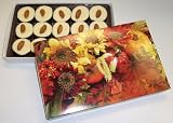 Scott's Cakes 1 lb. White Chocolate Almond Clusters in a Fall Leaf Box
