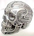 Robotic Human Skull Silvered Statue Robot Android
