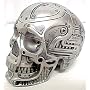 Robotic Human Skull Silvered Statue Robot Android