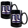 New York Giants 2pc 15oz Black Ceramic Mug Set - Primary Logo NFL Football