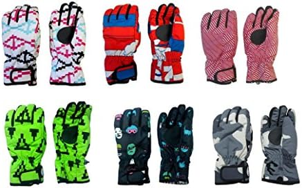 AWOWZ 8-12 Years Outdoor Sports Colorful Kids Waterproof Reflector Cycling Skiing Ski Warm Gloves Mittens in Winter Snow Days