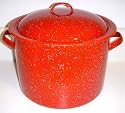 Enamelware 5 Quart Stock Pot, Strawberry Graniteware