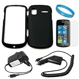Protective Black Rubberized Crystal Hard Case Cover for Samsung Focus Windows Mobile Smart Phone Samsung i917 + Clear Screen Protector + Rapid Travel Wall Charger + Rapid Car Charger + SumacLife TM Wisdom Courage Wristband