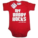 from Dirty Fingers Dirty Fingers - My Daddy Rocks....me to sleep mostly - Baby & Toddler Short Sleeve Bodysuit / BabyGrow, 12-18 months, Red