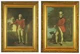 Exquisite Set of 2 Museum Quality Antique Reproduction Scottish Golfer Oil Paintings