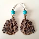 Real Butterfly Earring Animal Print Smyrna with Stirling Silver Earrings