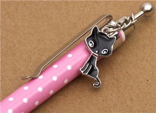 pink-white polka dots mechanical pencil with cat