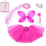 5 Piece Sparkle Fairy Princess Costume Set PLUS GIFT BAG (Hot Pink)