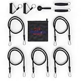 Windhorse Fitness Resistance Band Set-Five Heavy Duty Exercise Bands with Nylon Safety Sleeves-Anti Snap-Anti Wear-Anti-Injury-Great for CrossFit-P90X Workouts-Men-Women-Upper Body-Legs--Dipped Multi-Layered Latex-Iron Clips-Welded Steel O Rings