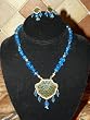 Indian Style Ethnic 22k Gold Plated Turquoise Blue Rajasthan Jewelry Set Necklace Earring 3pc Free Shipping