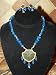 Indian Style Ethnic 22k Gold Plated Turquoise Blue Rajasthan Jewelry Set Necklace Earring 3pc Free Shipping