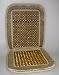 Velour/Wood Bead Cushion - Tan