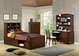 51844i6Po6L. SL160 Scottsdale Bookcase Chest 4PC Twin Size Bedroom Group in Deep Walnut Finish