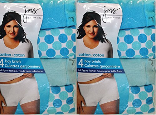 Just My Size Women's Plus Size Boy Brief Panties, 4-Pack