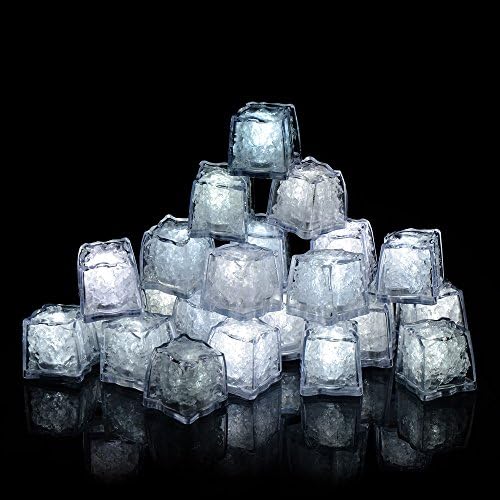 ELnice® LED Ice Cubes Light Water Submersible,Light Up Wedding Party Club Decorative,Pure White (24)