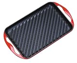  : Le Creuset Enameled Cast-Iron 13-by-8-1/2-Inch Rectangular Skinny Grill, Red